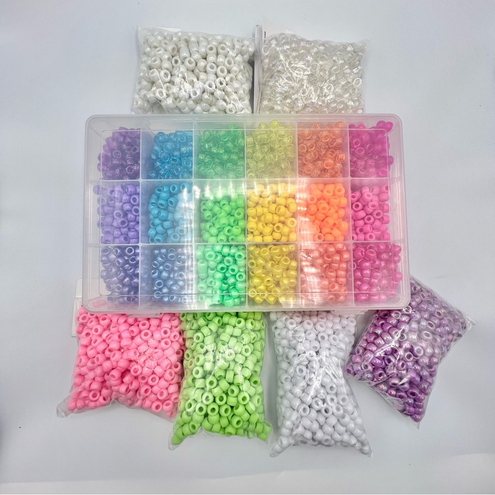 Pony Beads Bundle Colorful Bead Set for Crafting Multicolor Beads